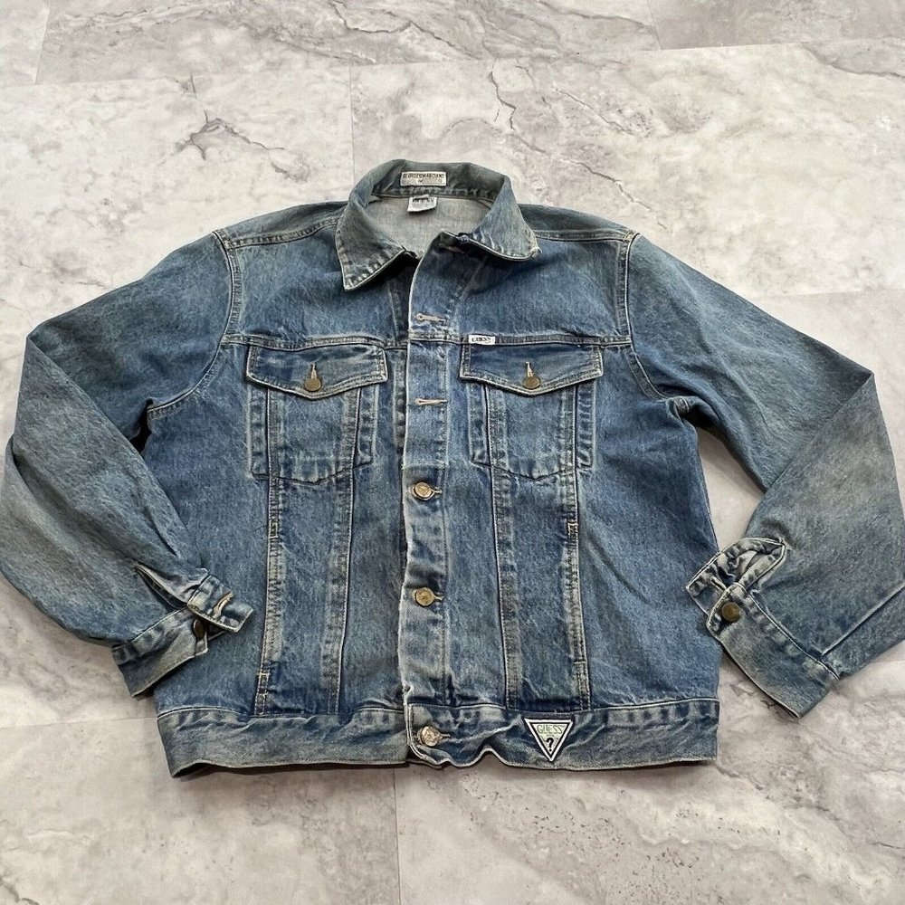 Vintage Guess Georges Marciano Denim Jean Jacket Mens Size Large 80s Bigβ Logo